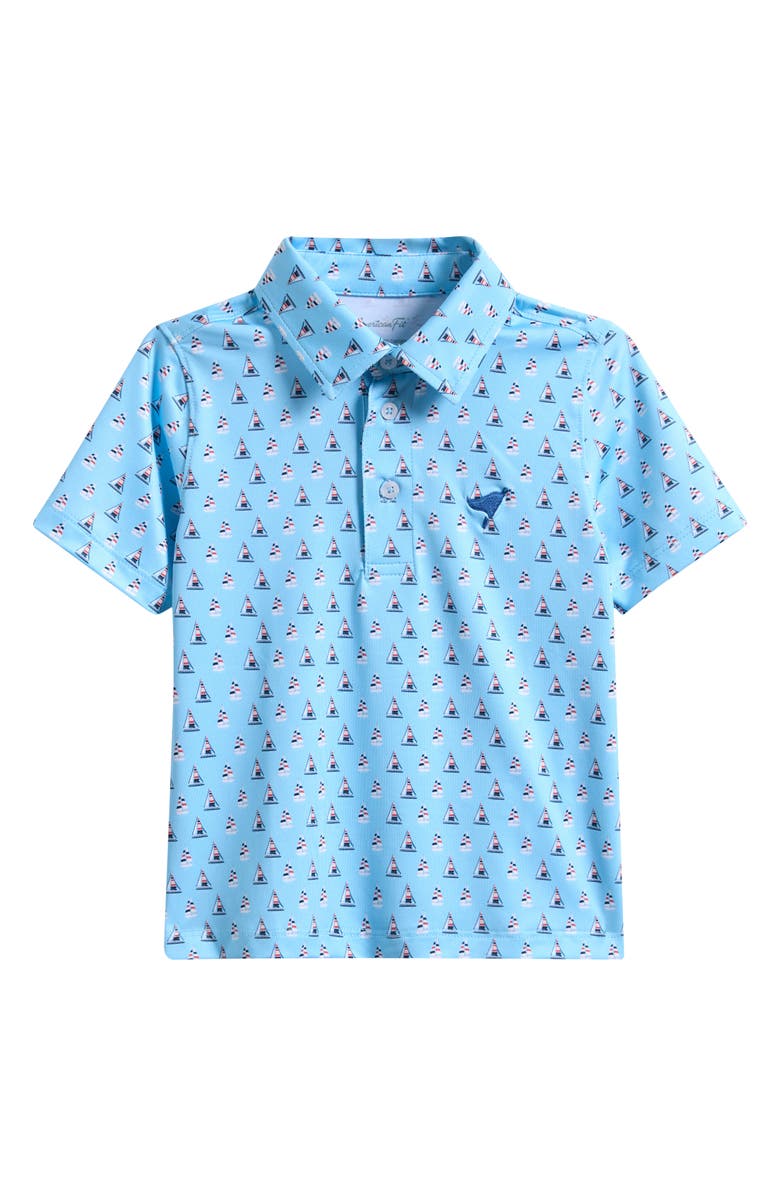 AMERICAN FIT Kids' Sailboat Print Polo, Main, color, Medium Blue