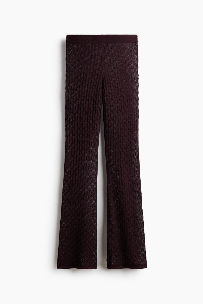 Shimmering Pointelle-knit Trousers, Alternate, color, Plum red