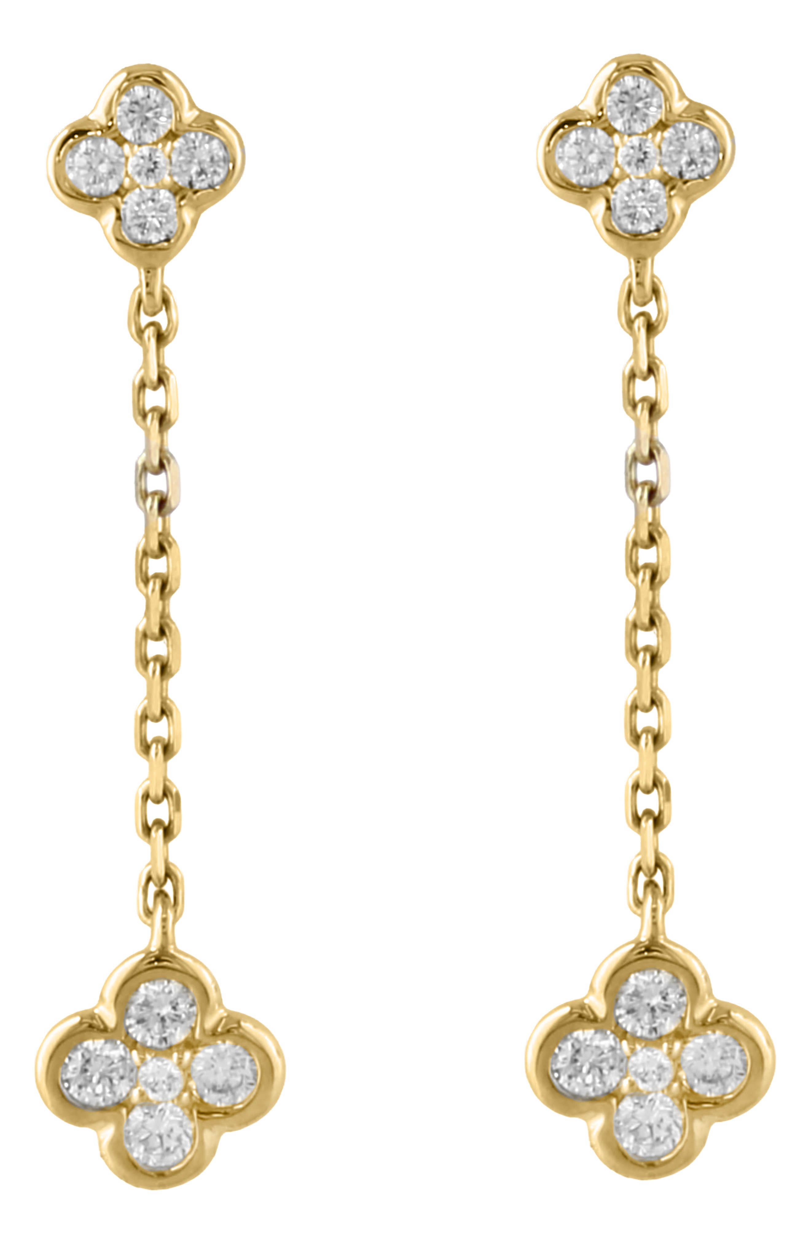 EFFY Diamond Clover Linear Drop Earrings