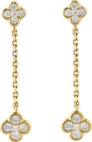 EFFY Diamond Clover Linear Drop Earrings