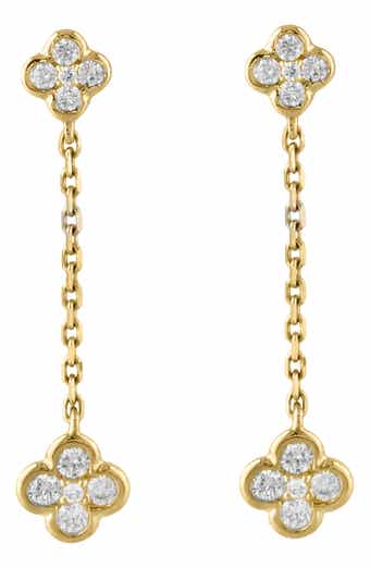 EFFY Diamond Clover Linear Drop Earrings