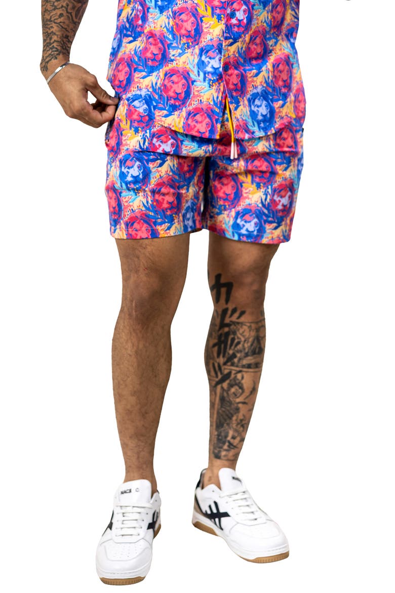 Swim Marthyr Print Swim Trunks, Alternate, color, RED