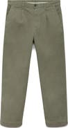 MANGO Regular Fit Pleated Stretch Cotton Dress Pants