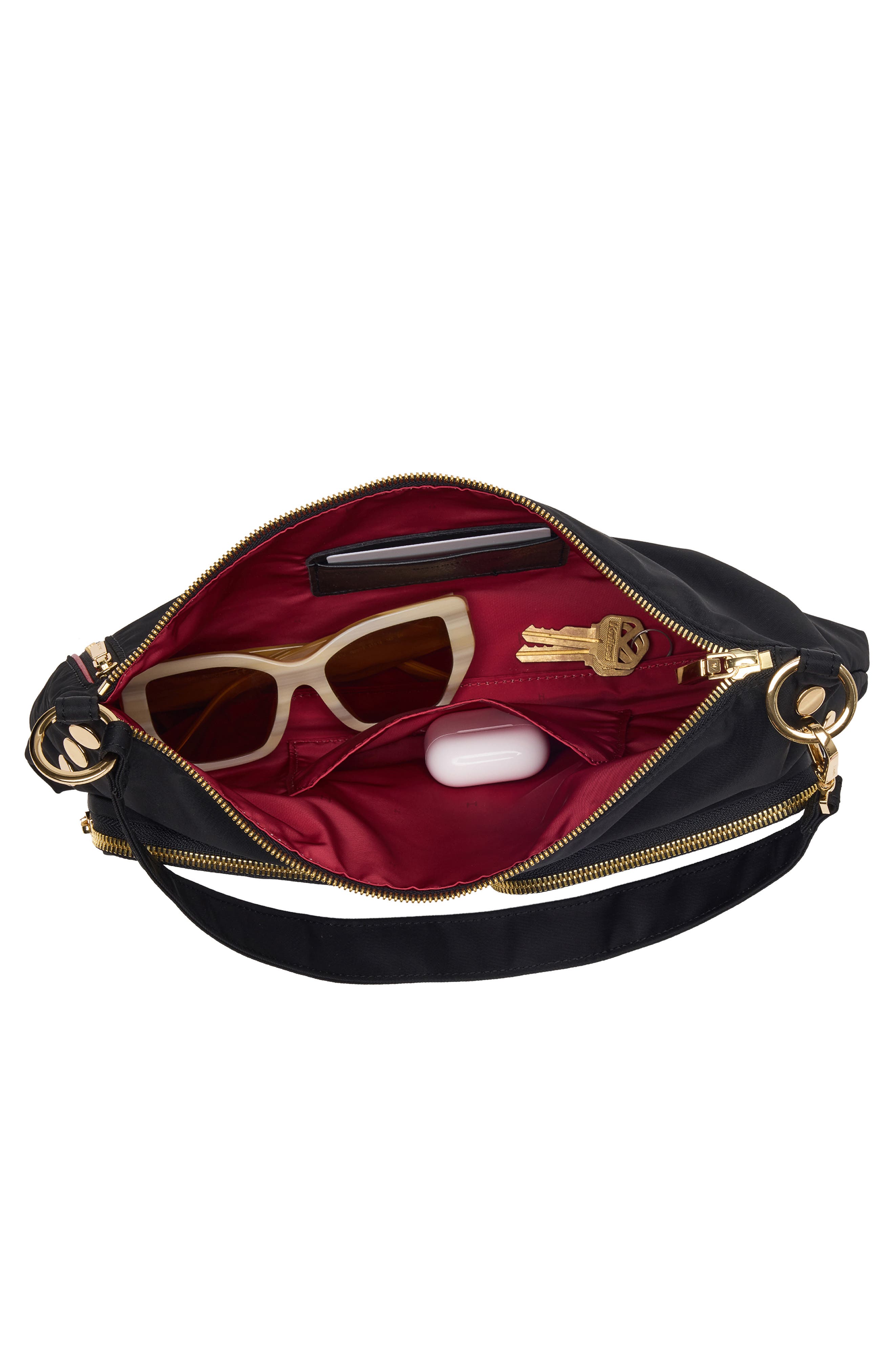 HAMMITT Kyle Medium Shoulder Bag, Alternate, color, Black Nylon Cargo/ Gold