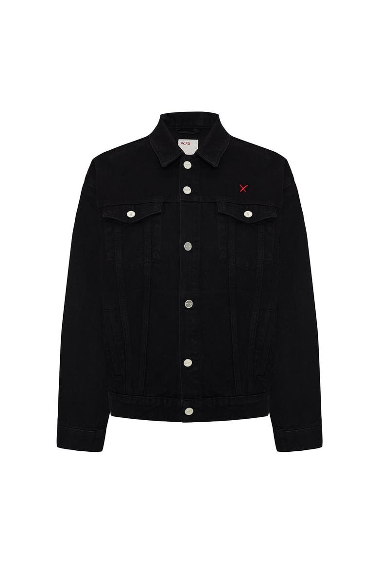 Logo Denim Jacket, Main, color, BLACK