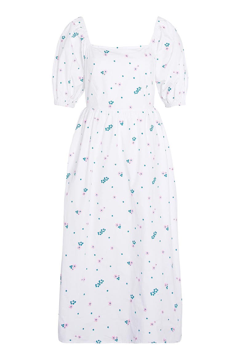 Fairacre Embroidered Floral Cutout Cotton Poplin Midi Dress, Alternate, color, MULTI
