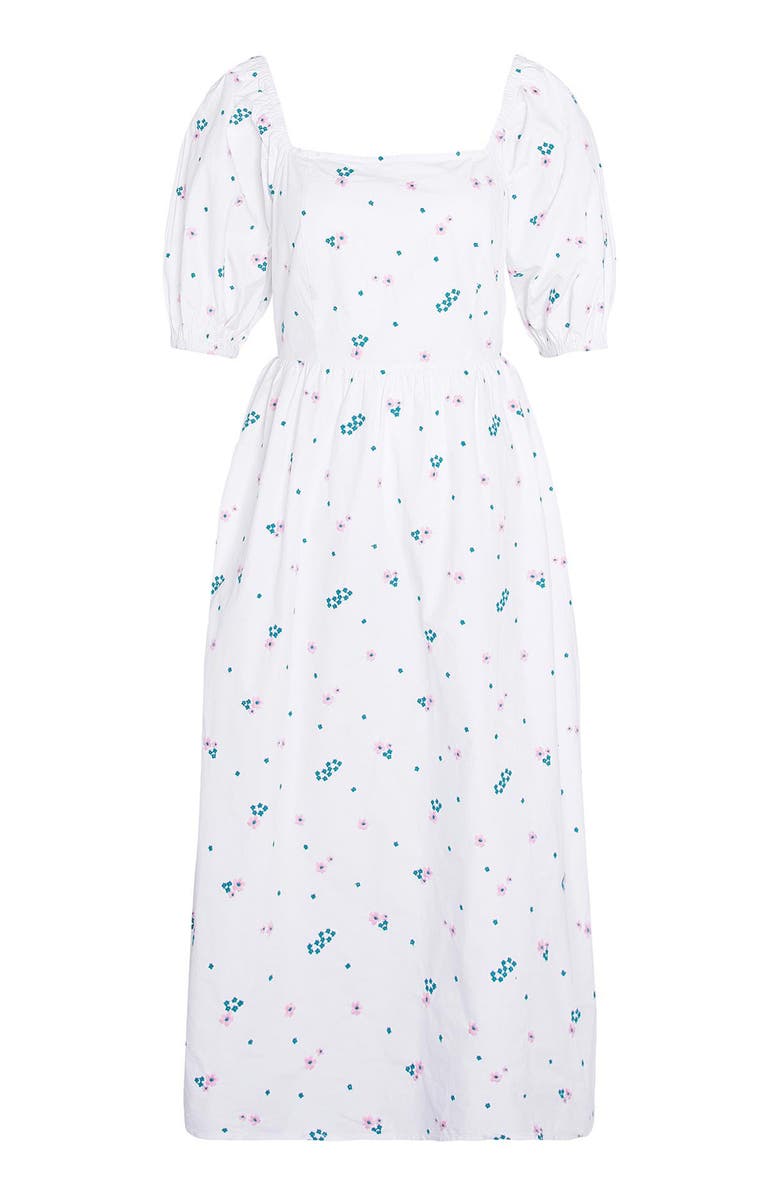 Barbour Fairacre Embroidered Floral Cutout Cotton Poplin Midi Dress, Alternate, color, White Multi