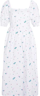 Barbour Fairacre Embroidered Floral Cutout Cotton Poplin Midi Dress