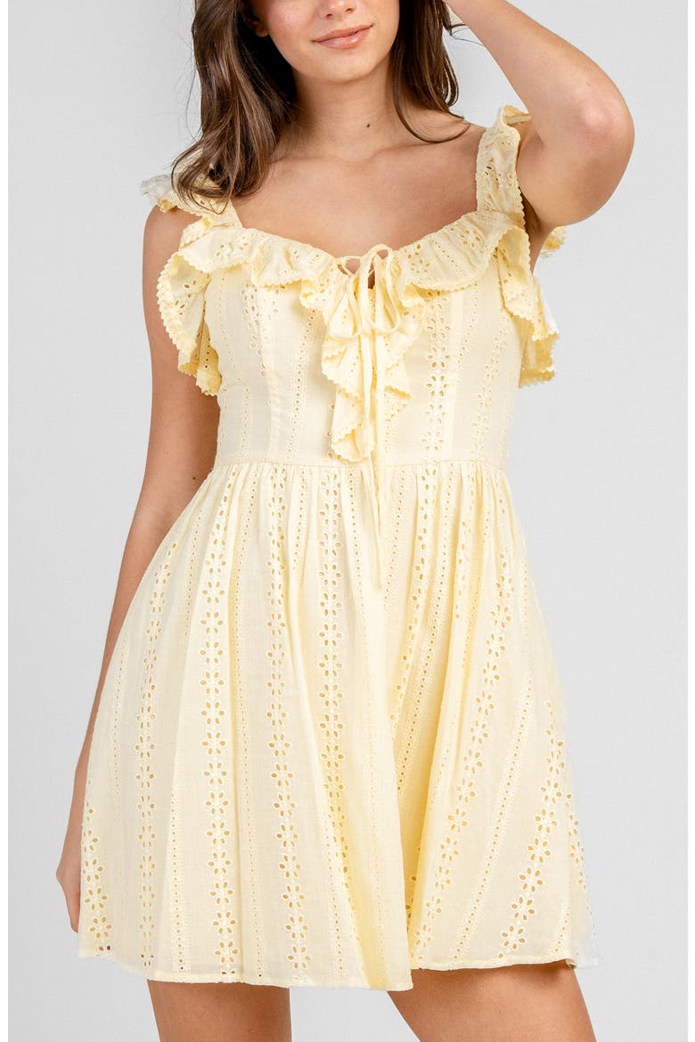Eyelet Lawn Short Dress, Alternate, color, YELLOW