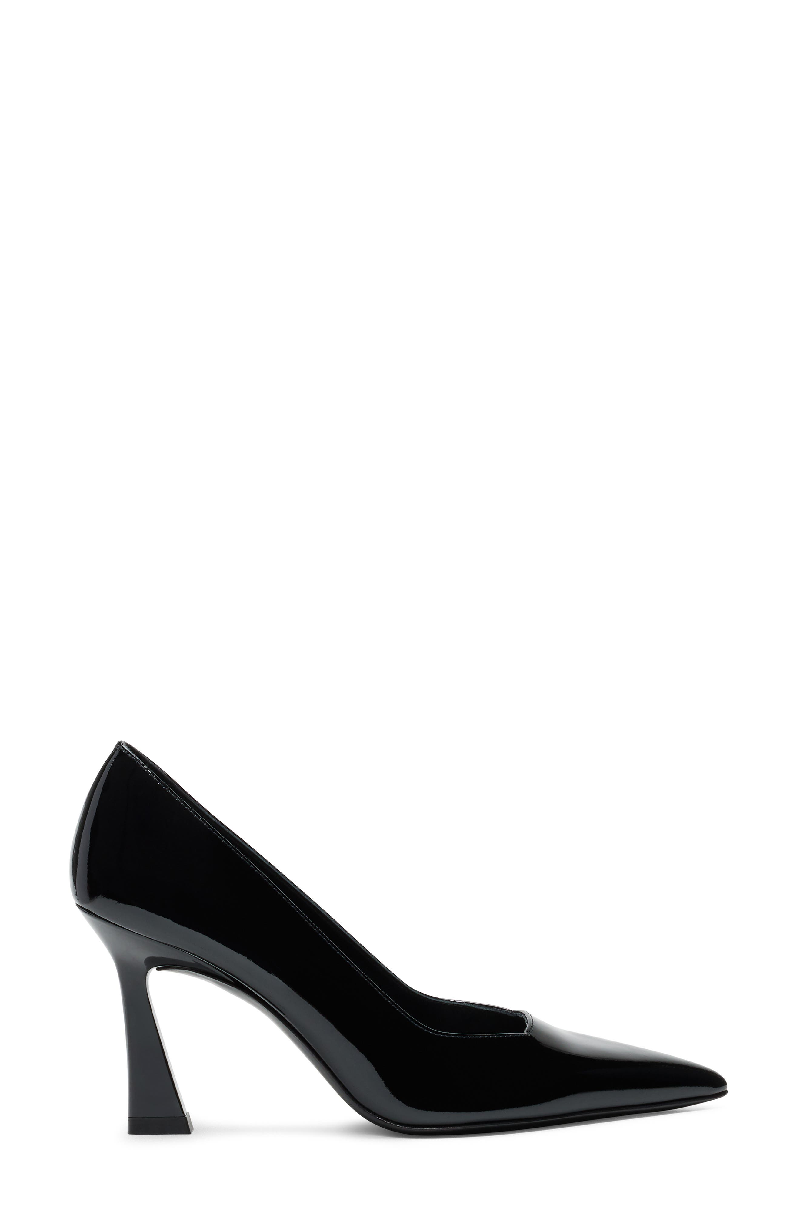 Stuart Weitzman Vinnie 85 Patent Leather Pointed Toe Pump, Alternate, color, Black