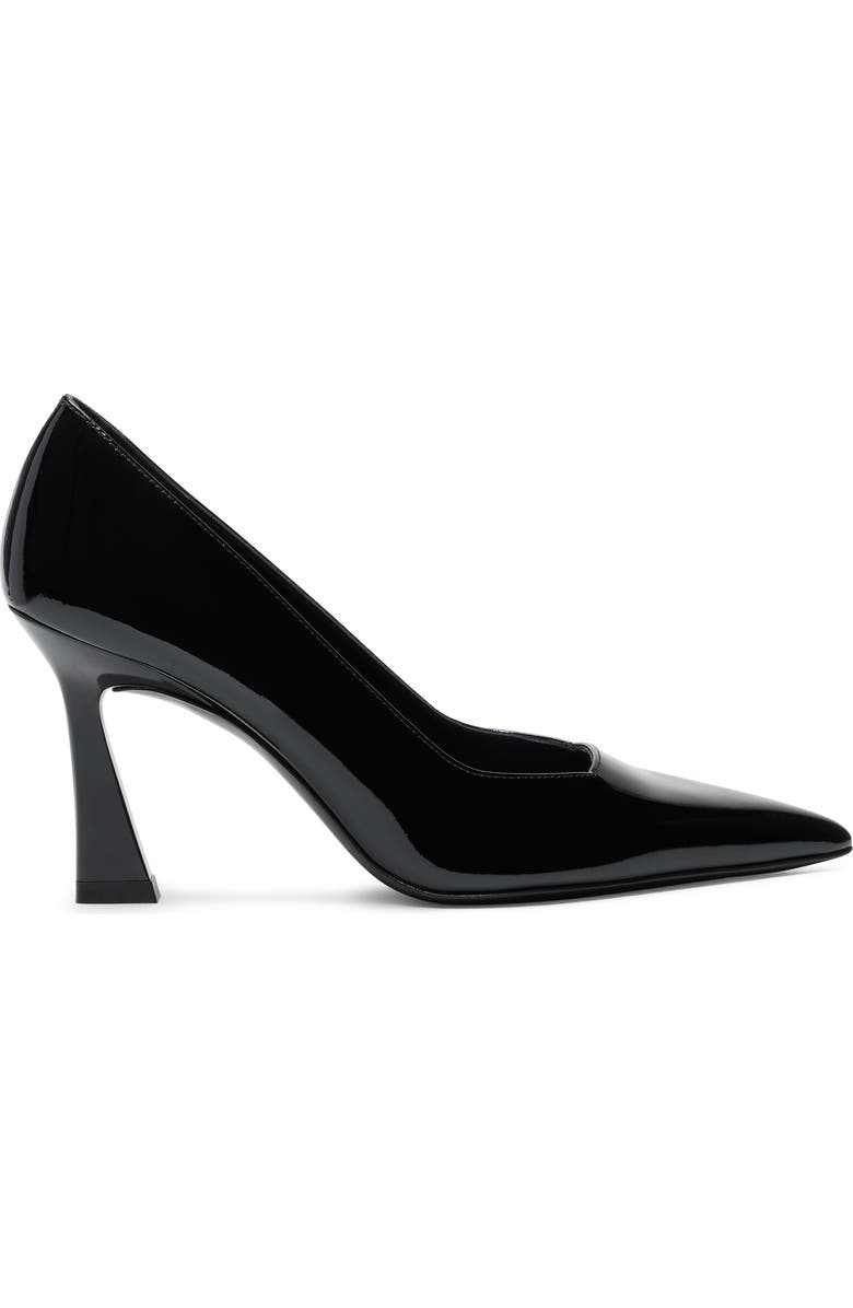 Stuart Weitzman Vinnie 85 Patent Leather Pointed Toe Pump, Alternate, color, Black