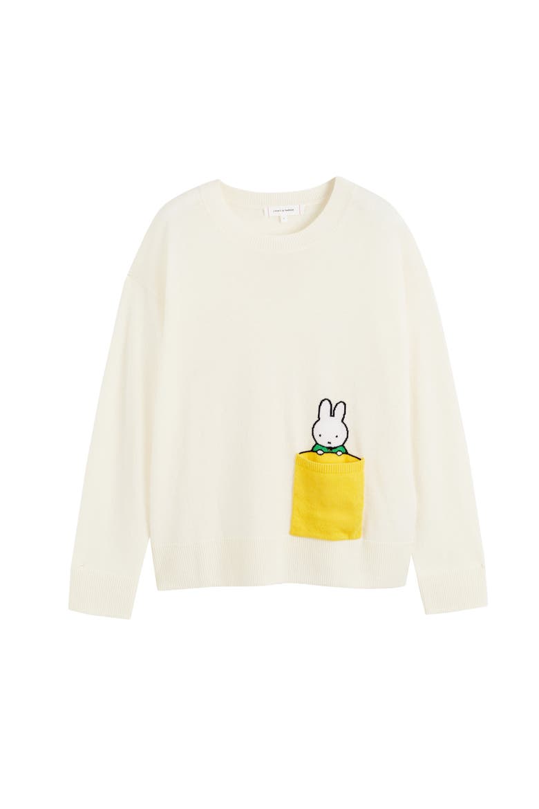 Wool-Cashmere Miffy Peek-Pocket Sweater, Alternate, color, Cream
