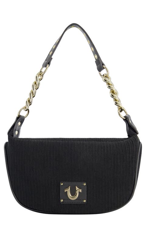 Corduroy Chain Shoulder Bag