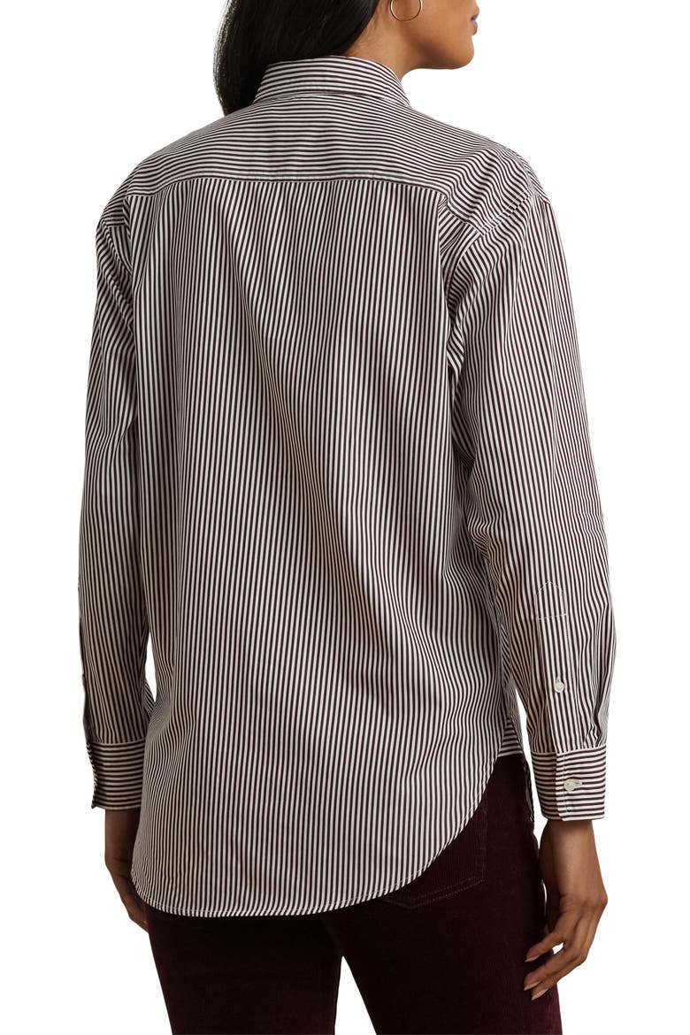 Stripe Lion Crest Cotton Button-Up Shirt, Alternate, color, PINOT NOIR/ WHITE