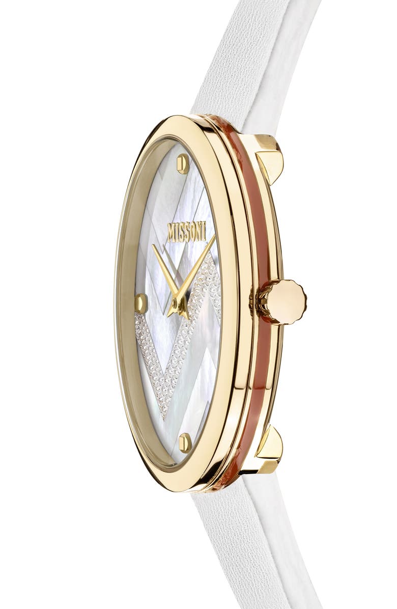 Missoni M1 Leather Strap Watch, 34mm, Alternate, color, 