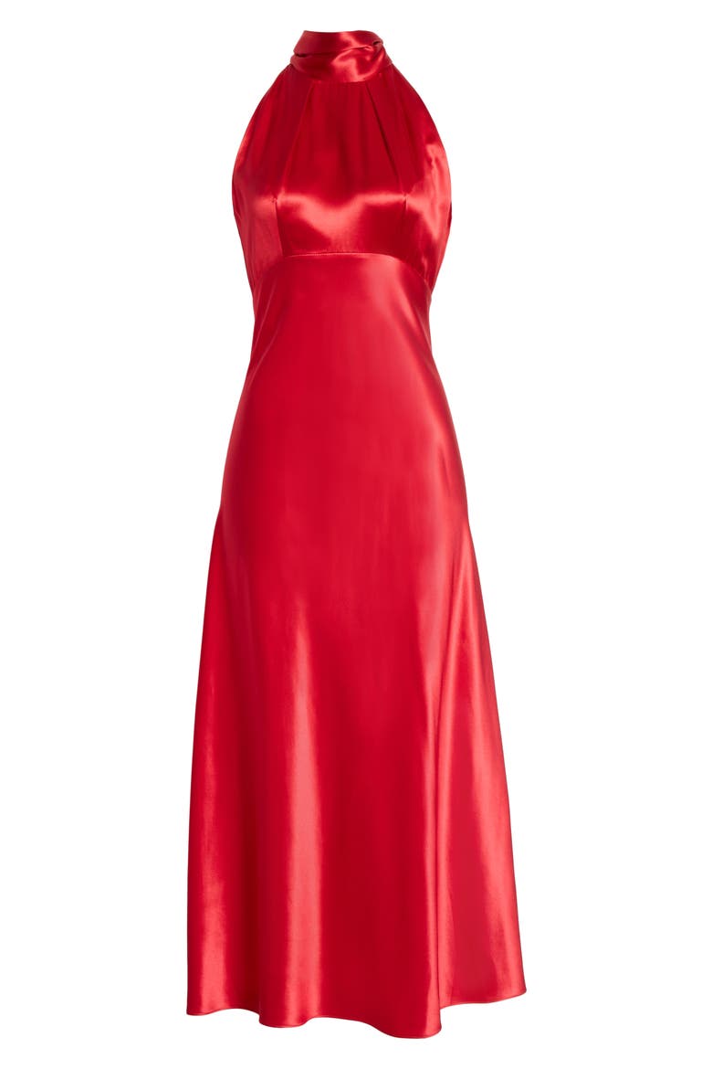 Michelle Silk Midi Dress, Alternate, color, CHERRY RED