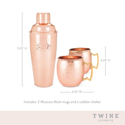 Twine Hammered Mule Mug And Cocktial Shaker In Copper