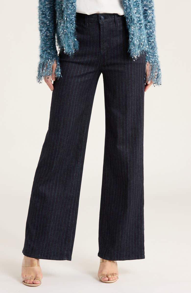 L'AGENCE Angeline High Waist Wide Leg Pants, Main, color, Indigo/ Blue Glitter