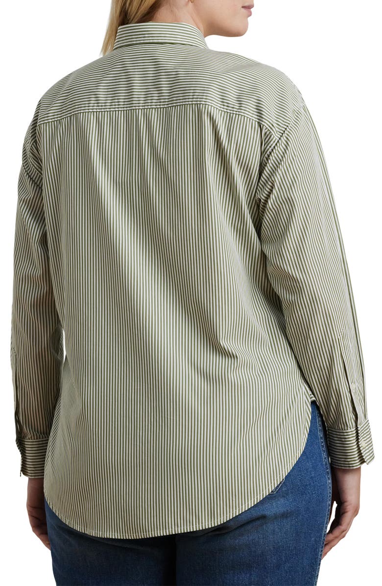 Lauren Ralph Lauren Stripe Lion Crest Cotton Button-Up Shirt, Alternate, color, 