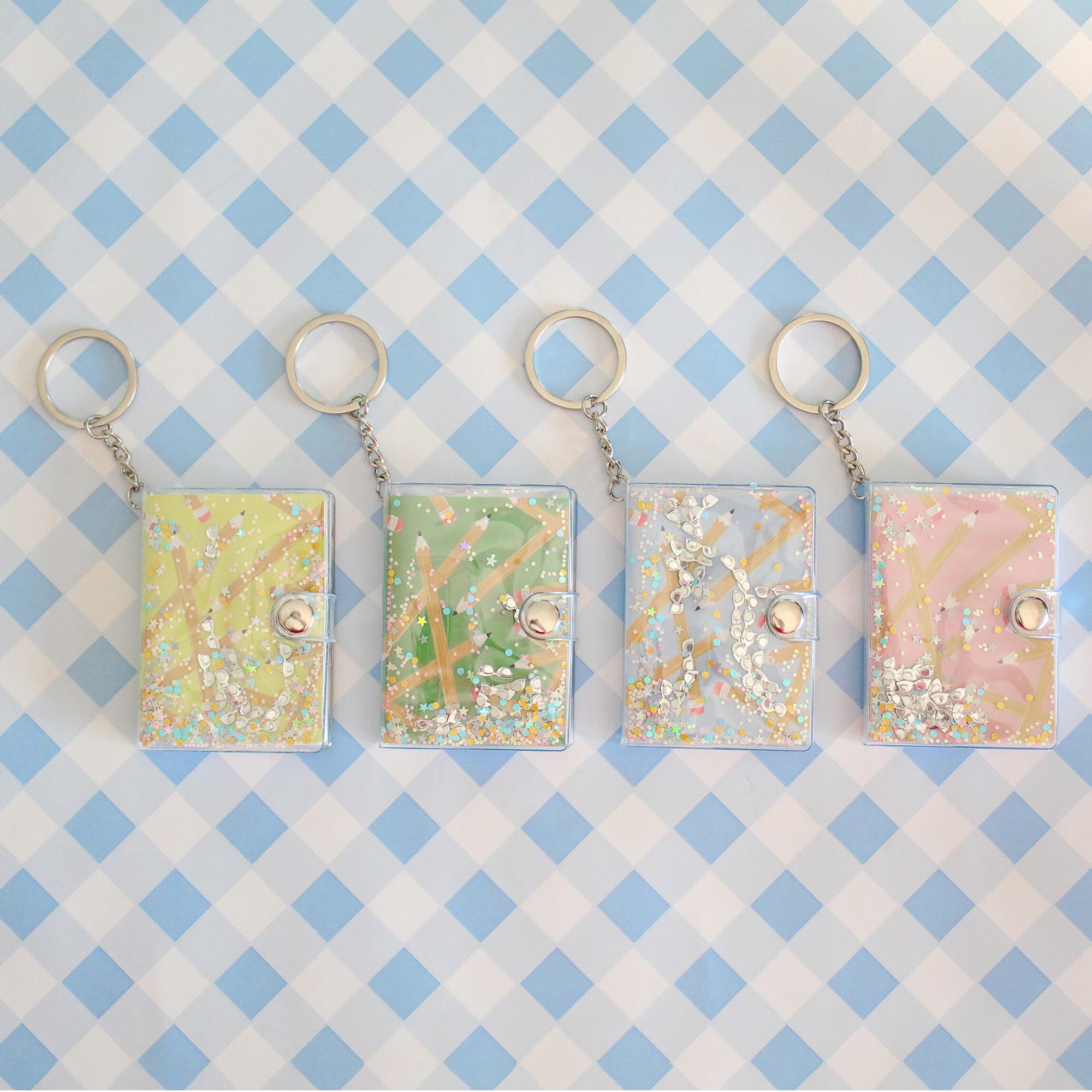 Back to School Mini Notebook Keychain in Yellow - 4 Color Options, Alternate, color, Yellow
