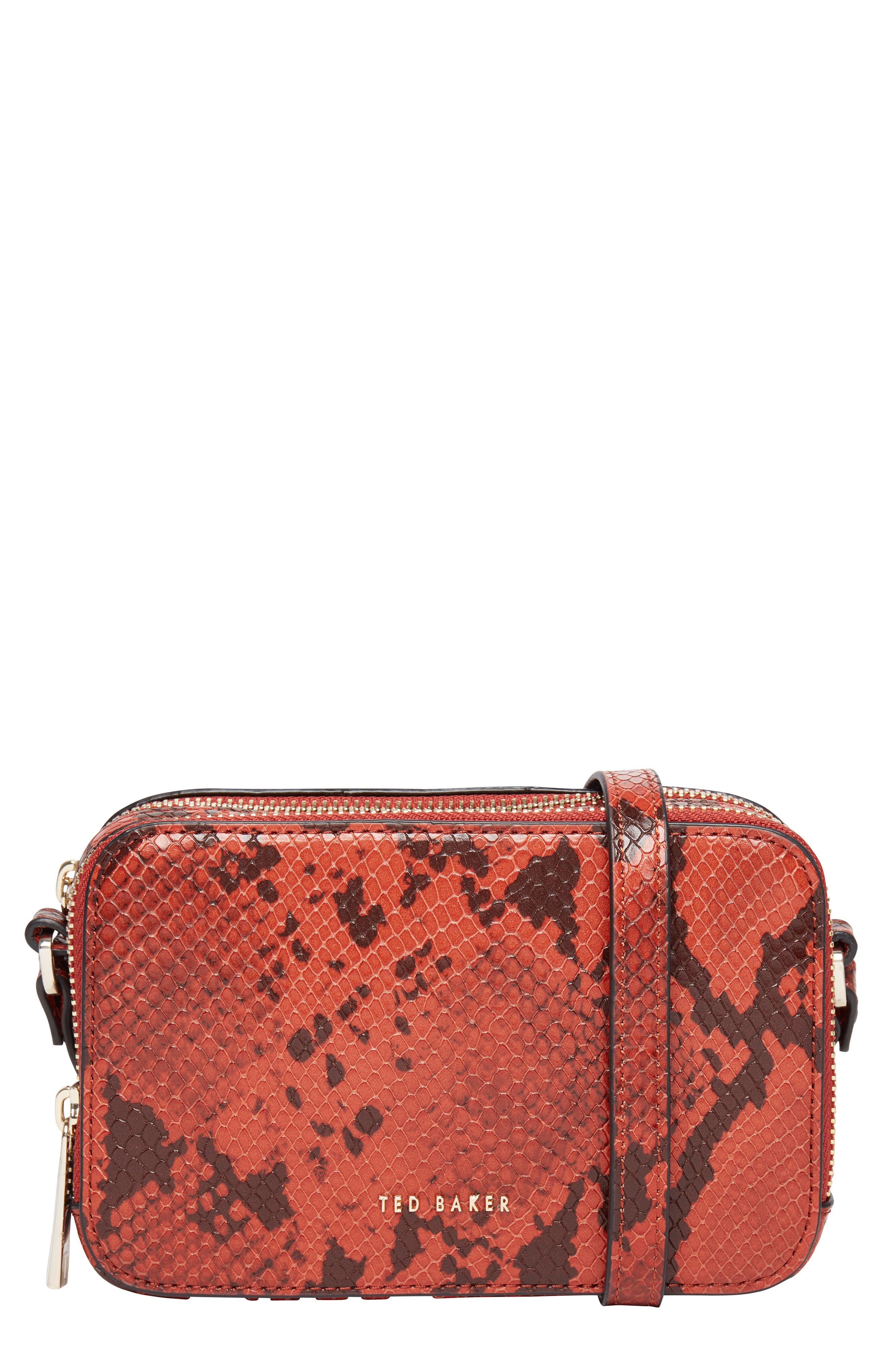 Stina Embossed Faux Leather Crossbody Bag, Main, color, DARK TAN