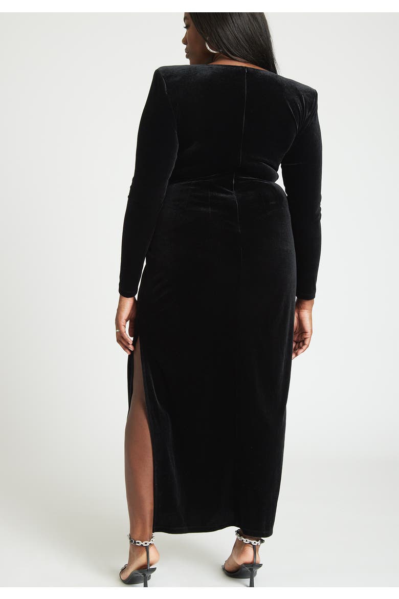 Twist Front Long Sleeve Velvet Cocktail Dress, Alternate, color, BLACK ONYX