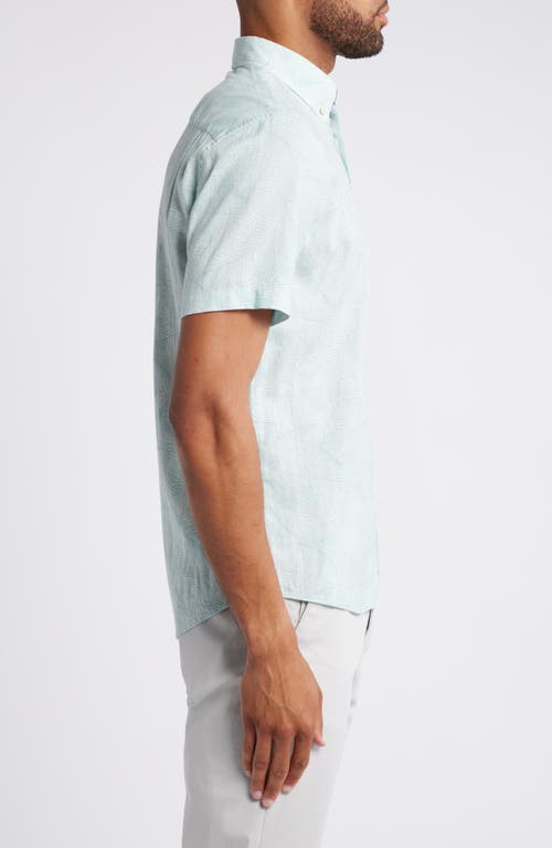 Faherty Breeze Short Sleeve Linen Blend Button-up Shirt In Icey Mist Leaf