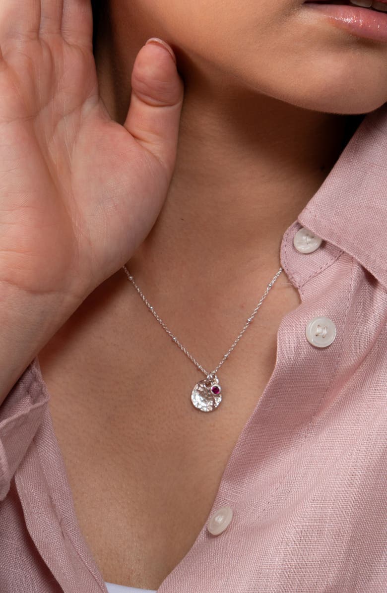 Dower & Hall Hammered Disc & Ruby Array Necklace, Alternate, color, Sterling Silver