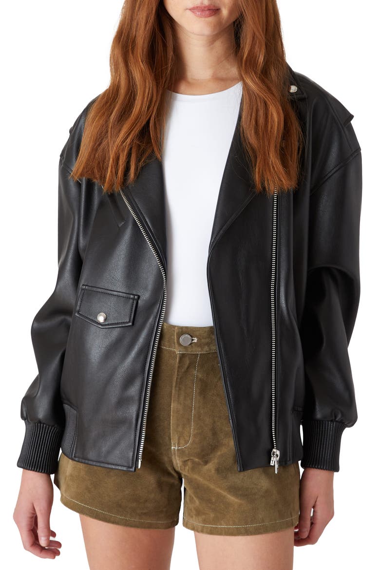 Faux Leather Moto Jacket, Main, color, NIGHT MOVES