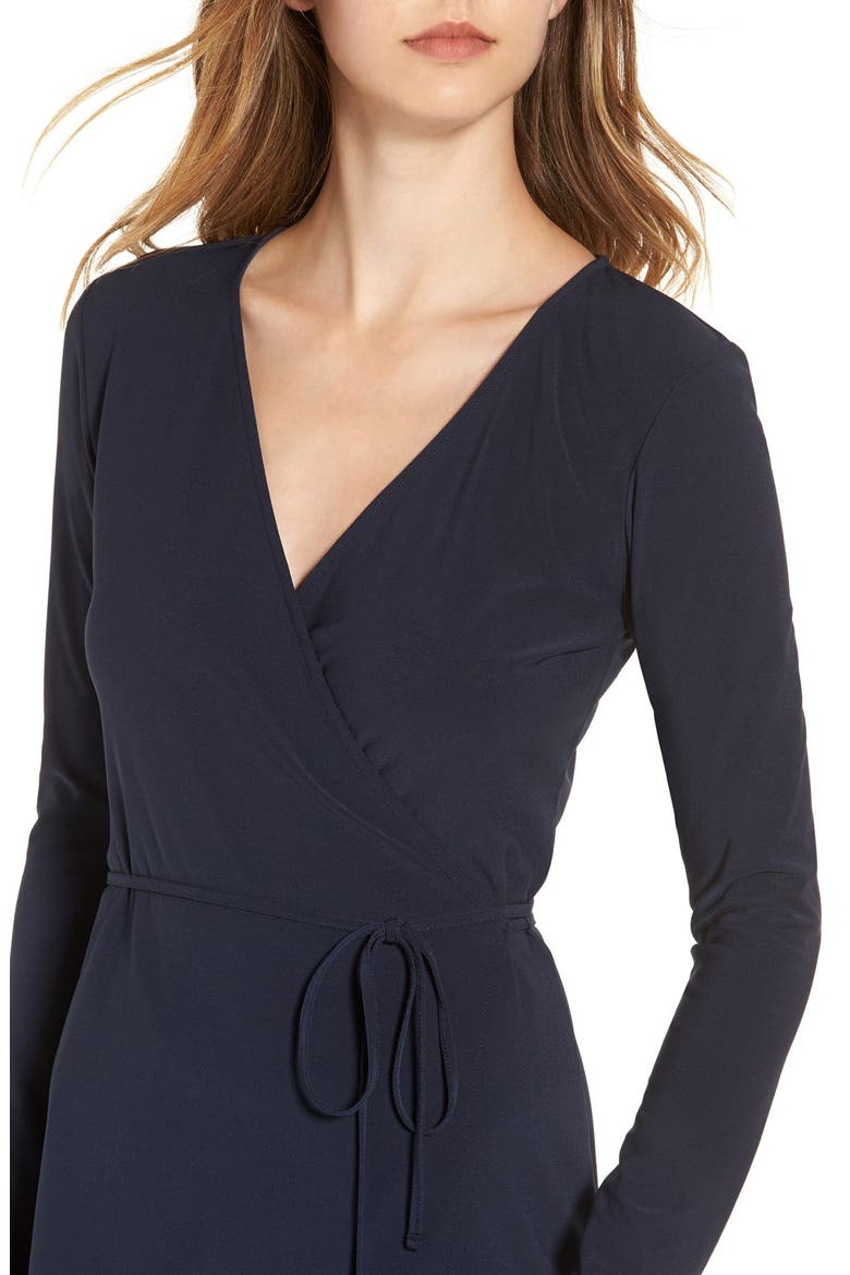 Long Sleeve Wrap Dress, Alternate, color, NAVY NIGHT