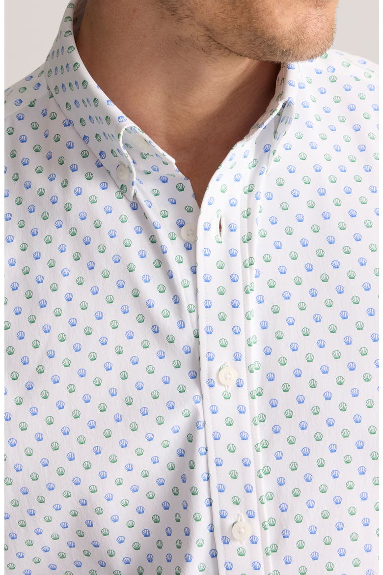 Short Sleeve Performance Button-Up Shirt, Alternate, color, GREEN BLUE