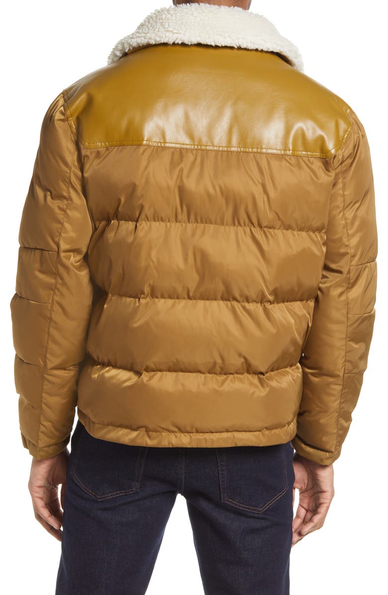 Noize Vroni Mixed Media Puffer Jacket, Alternate, color, Butternut