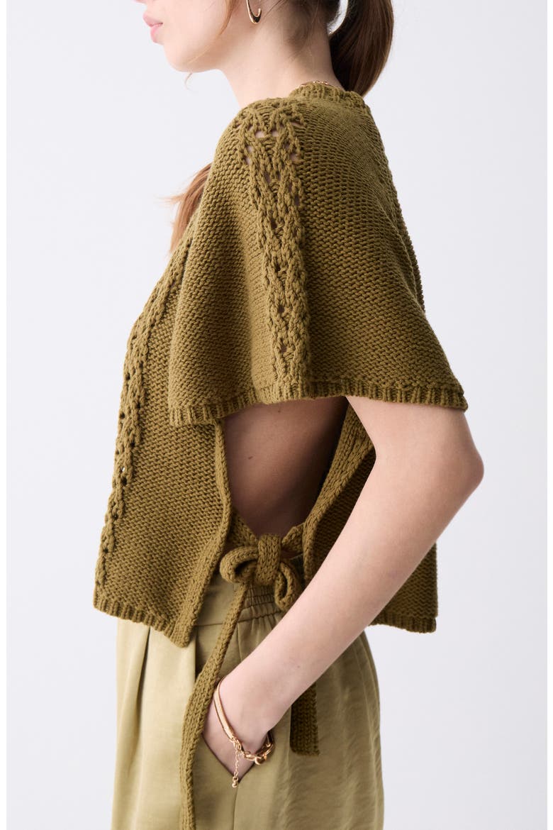 Dinis Flutter Sleeve Side Tie Sweater, Alternate, color, ARMY