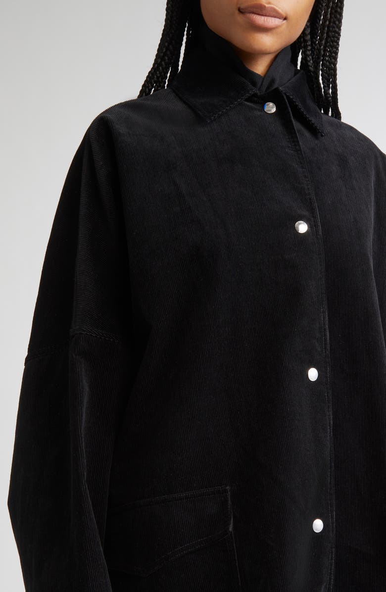 TOTEME Organic Cotton Corduroy Overshirt Jacket, Alternate, color, Black