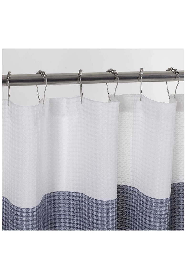 Shades Ombré Waffle Texture Shower Curtain, Alternate, color, NAVY