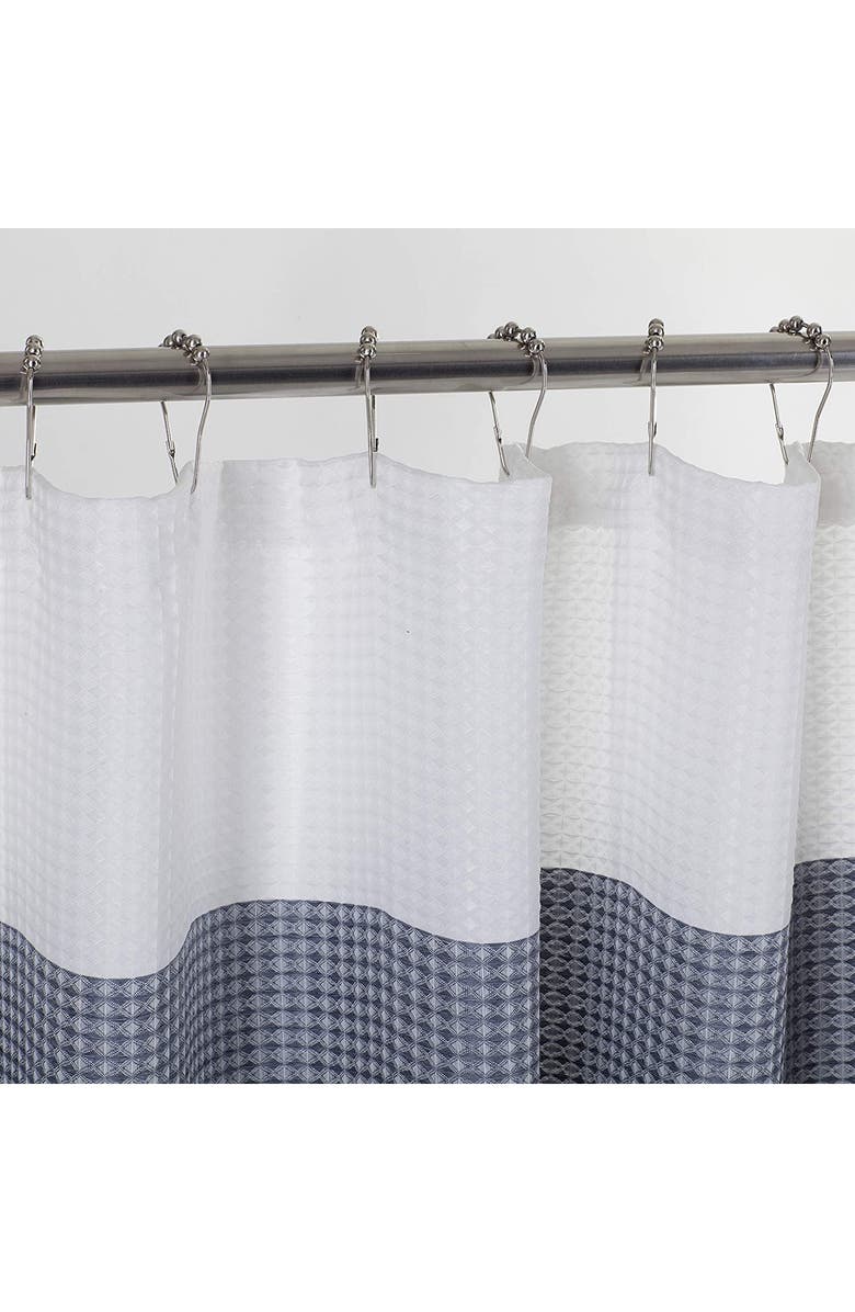 DAINTY HOME Shades Ombré Waffle Texture Shower Curtain, Alternate, color, Navy