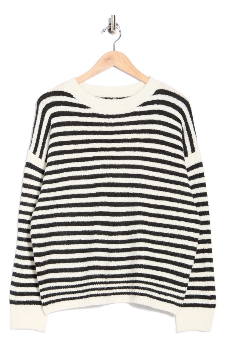 WISHLIST Brushed Knit Sweater, Alternate, color, Ivory/ Black