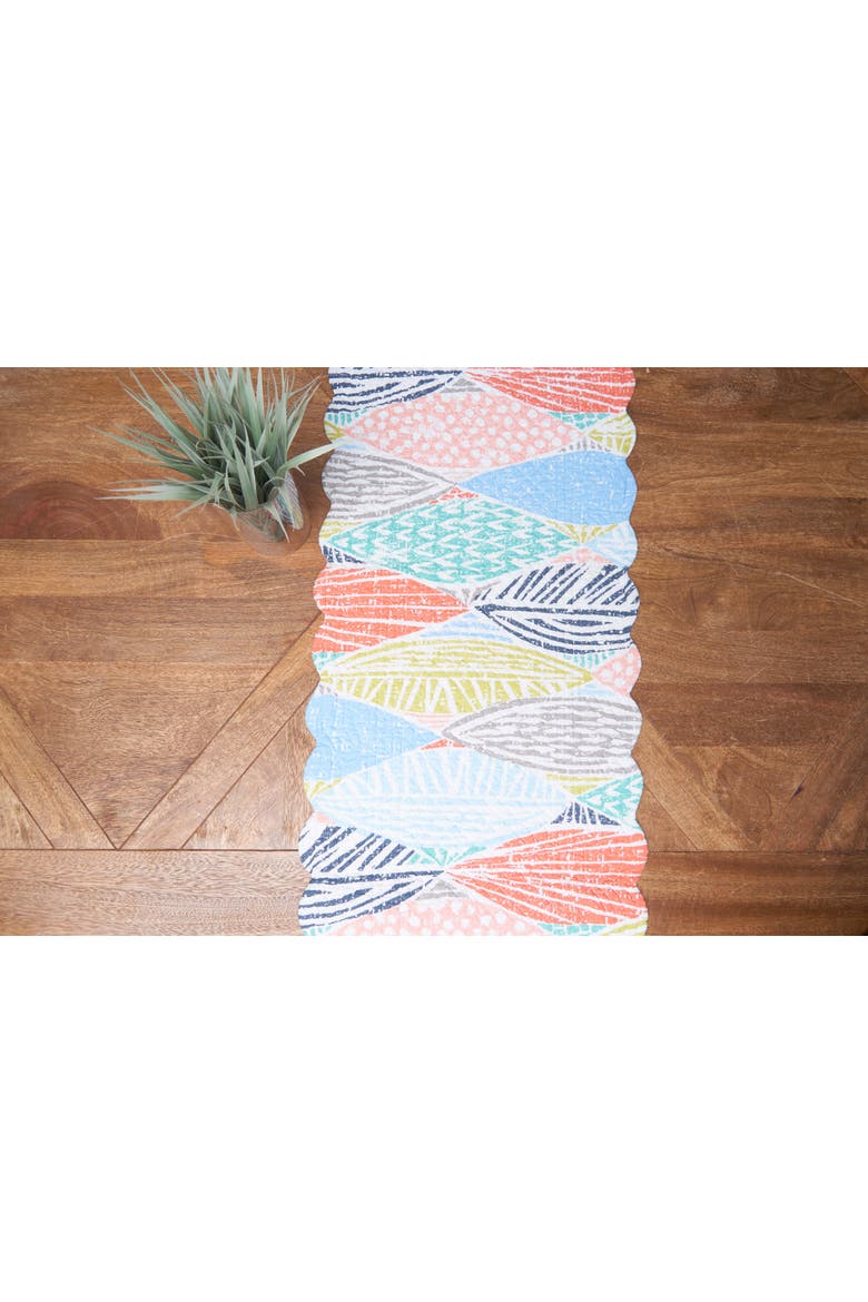 Surfside Sound Cotton Table Runner 14" x 51" - Nautical Beach, Alternate, color, Blue