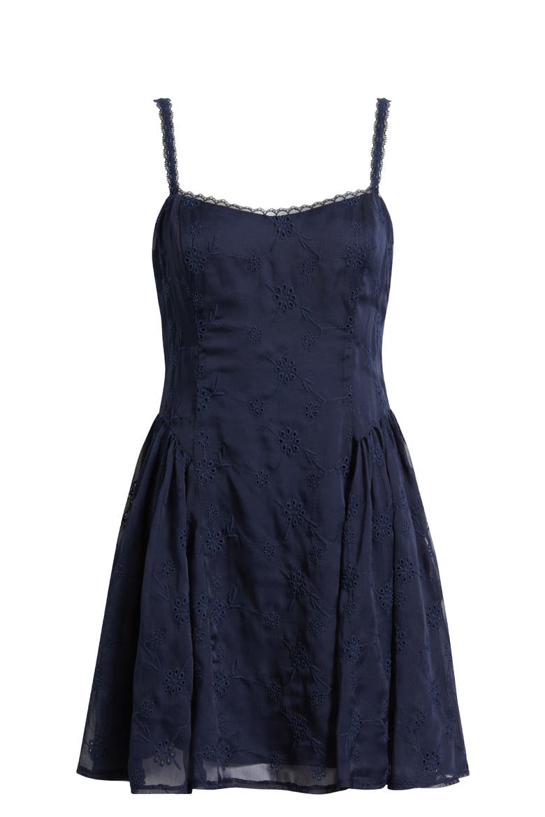 Eyelet Lace Fit & Flare Party Dress, Alternate, color, NAVY