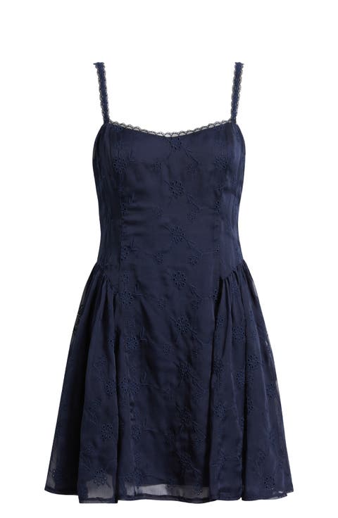 Eyelet Lace Fit & Flare Party Dress