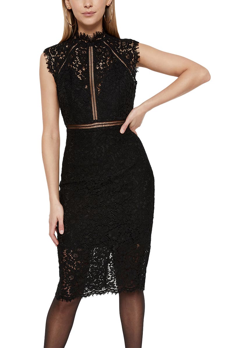 Bardot Lace Sheath Dress, Main, color, 