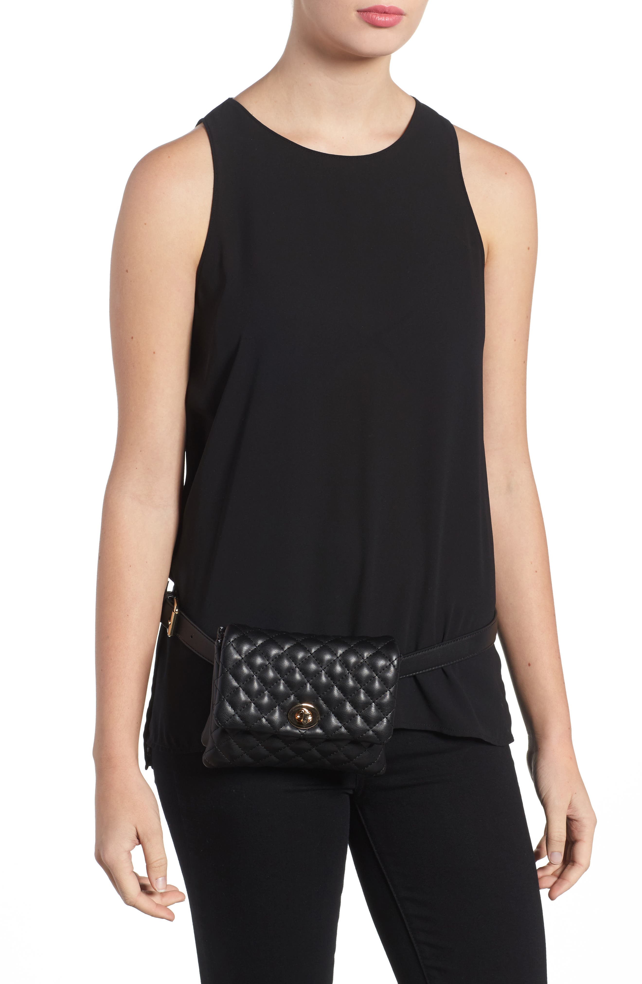 Mali + Lili Quilted Vegan Leather Convertible Belt Bag, Alternate, color, 