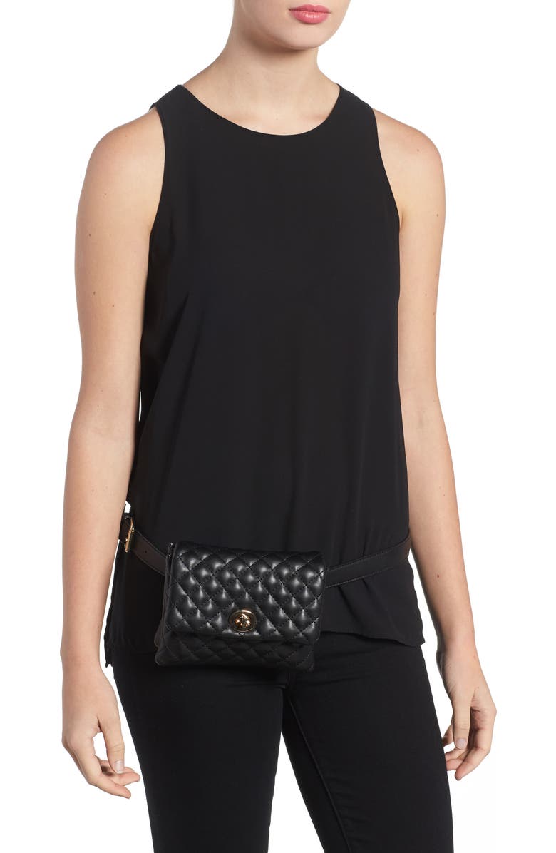 Mali + Lili Quilted Vegan Leather Convertible Belt Bag, Alternate, color,