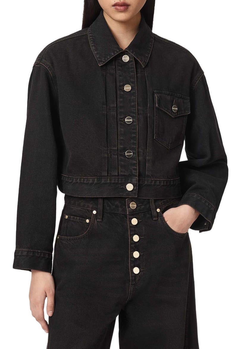 Blink Cropped Denim Jacket, Main, color, OVERDYED BROWN