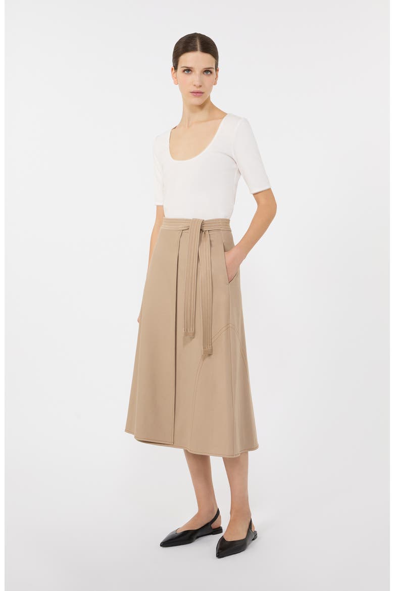 Rane Tie Waist Midi Skirt, Alternate, color, BEIGE