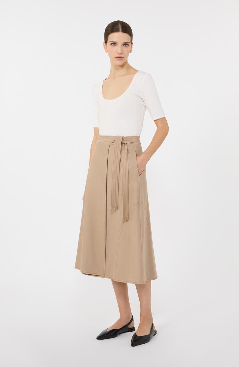 MM by Max Mara Rane Tie Waist Midi Skirt, Alternate, color, Beige