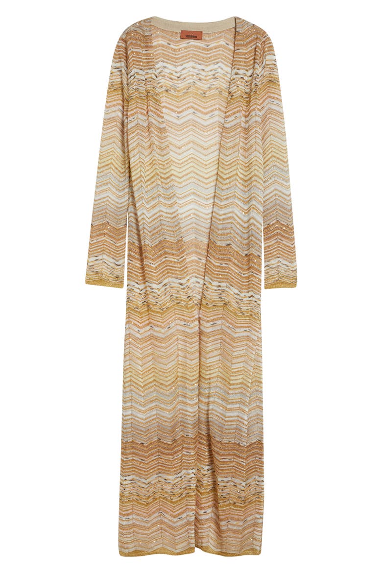 Metallic Zigzag Jacquard Duster, Alternate, color, LIGHT GOLD TONES