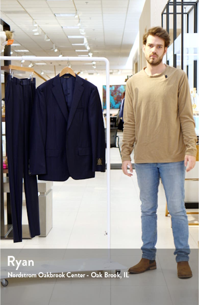 Navy Self Stripe Wool Suit, sales video thumbnail