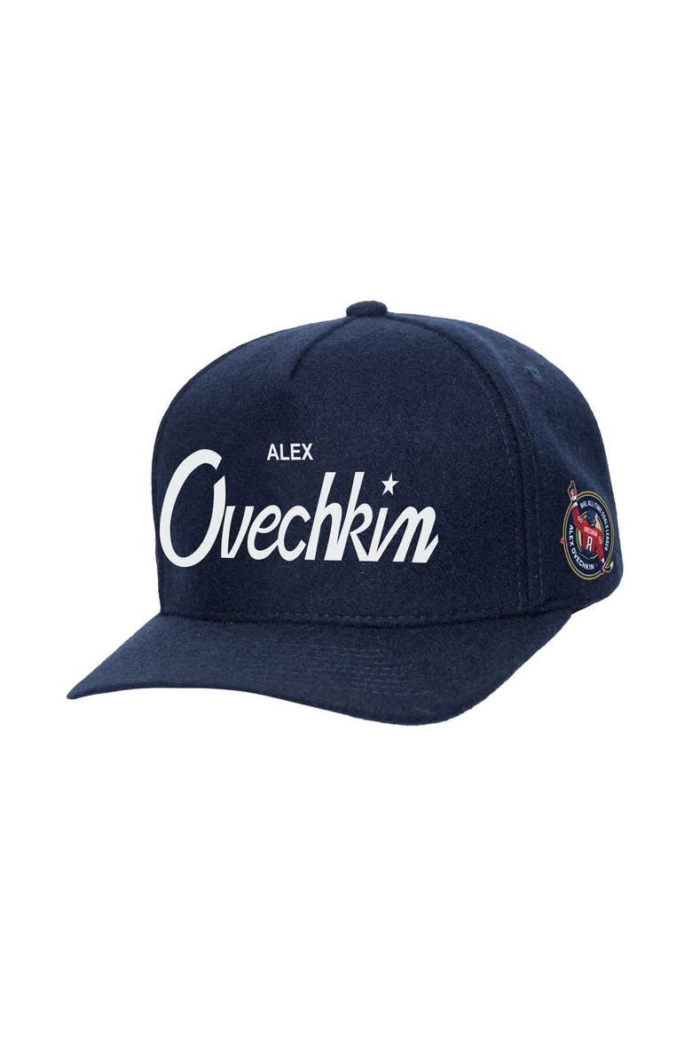 Men's Mitchell & Ness Alexander Ovechkin Navy Washington Capitals All Time Goals Pro Crown Adjustable Hat, Main, color, Navy