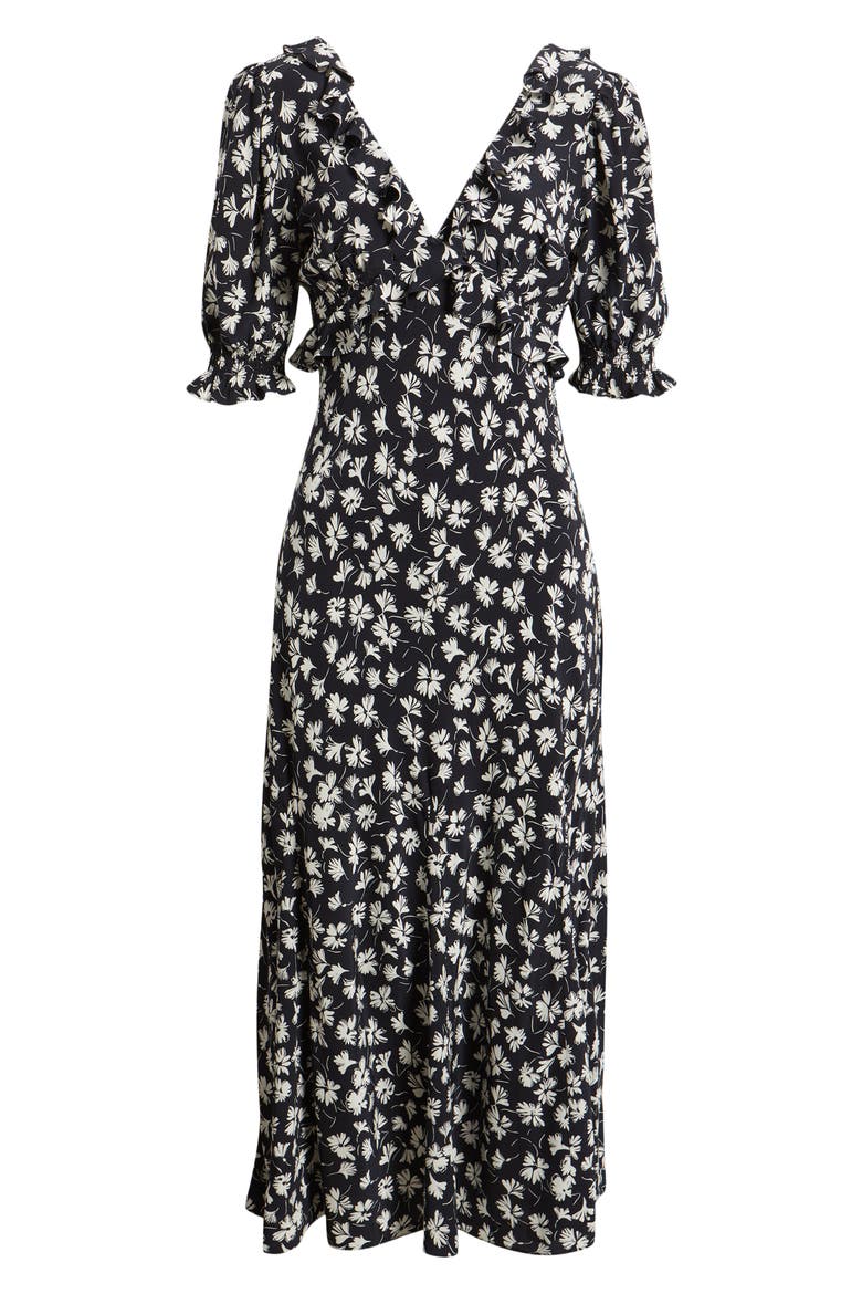 Annmarie Floral Chiffon Midi Dress, Alternate, color, ONYX DANDELION